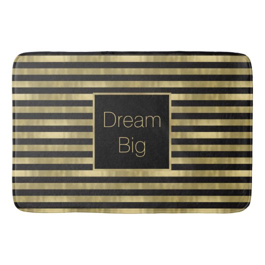 Chic Gold en Black Stripes Dream Big Specialized Badmat (Voorkant)