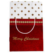 Chic Gold en Red kerstcadeautas Medium Cadeauzakje (Voorkant)