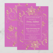 Chic Gold Flowers Bridal Shower Uitnodiging (Voorkant / Achterkant)