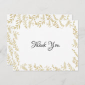 Chic Gold Foil Bladeren Dank u kaart (Voorkant / Achterkant)