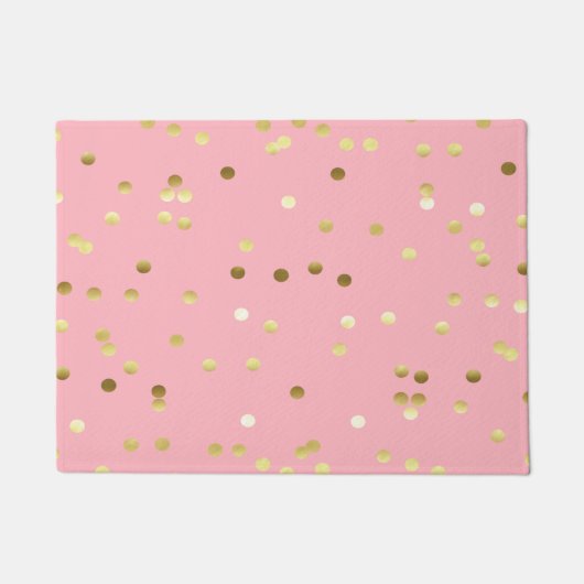 Chic Gold Foil Confetti Licht Roze Deurmat (Voorkant)