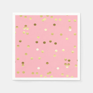 Chic Gold Foil Confetti Licht Roze Servetten