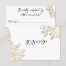 Chic Gold Foil Floral RSVP-kaart