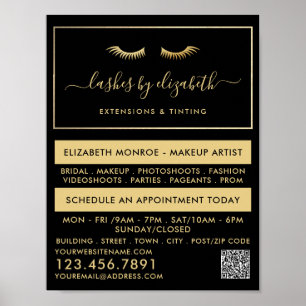 Chic Gold Foil Lashes Beauty Makeup Artist Poster