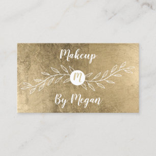 Chic Gold foil leaf monogrammed makeup Visitekaartje