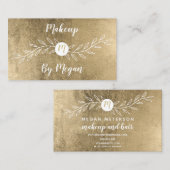 Chic Gold foil leaf monogrammed makeup Visitekaartje (Voorkant / Achterkant)