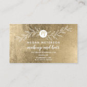 Chic Gold foil leaf monogrammed makeup Visitekaartje (Achterkant)