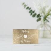 Chic Gold foil leaf monogrammed makeup Visitekaartje (Staand voorkant)