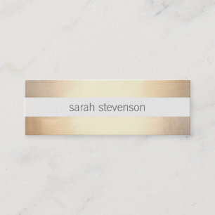 Chic Gold Foil look Striped Modern Minimalist Mini Visitekaartje