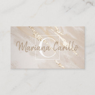 Chic Gold Foil marble Monogram Visitekaartje