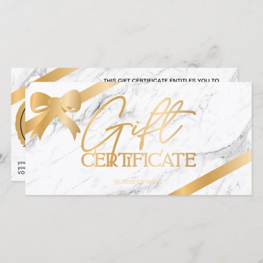 Chic Gold foil ribbon marmer logo gift certificaat (Voorkant / Achterkant)