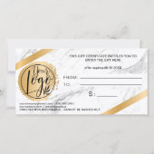 Chic Gold foil ribbon marmer logo gift certificaat (Achterkant)