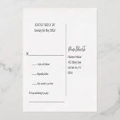 Chic Gold Foil Script Song Request RSVP Briefkaart (Achterkant)