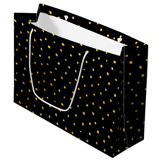 Chic Gold Foil Stippen Elegant Large Black Groot Cadeauzakje (Voorkant Gekanteld)