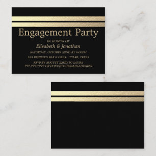 Chic Gold Foil Stripes Engagement Party-kaartje Visitekaartje