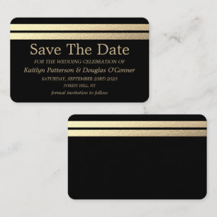 Chic Gold Foil Stripes slaan de datum Kaart op Visitekaartje