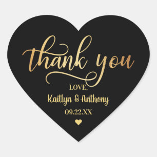 Chic Gold Foil Weddenschap Hartelijk dank Hart Sticker