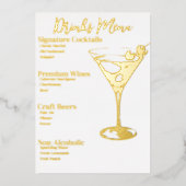 Chic Gold-Foiled Drinken Party Bar Menu (Voorkant)