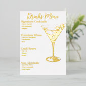 Chic Gold-Foiled Drinken Party Bar Menu (Staand Voorkant)