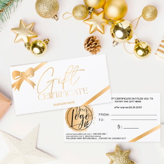 Chic Gold folie, lint, wit logo cadeaubon