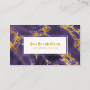 ** Chic Gold Folie Paarse Marmer Populaire Glam Visitekaartje