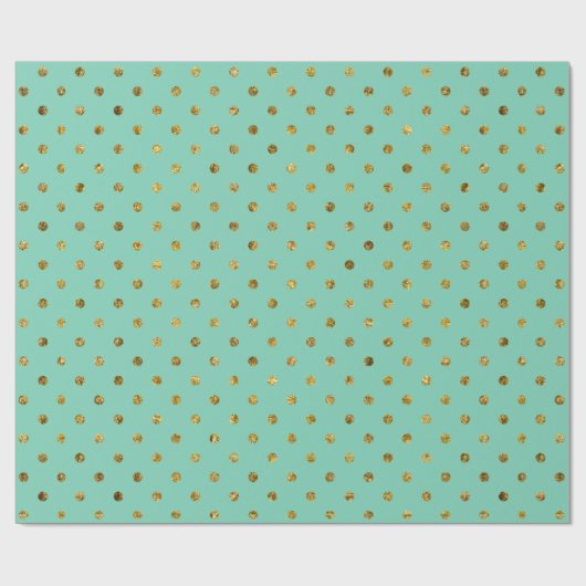 Chic Gold Glam en Mint Polka Dots Cadeaupapier (Vlak)
