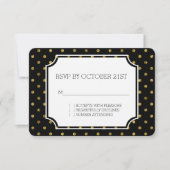 Chic Gold Glam en zwarte Stippen RSVP Kaart (Voorkant)