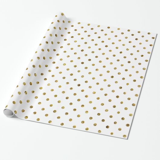 Chic Gold Glam Polka Dots Cadeaupapier (Uitgerold)