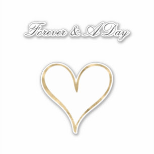 Chic Gold Glam White Forever Heart Wedding Sticker