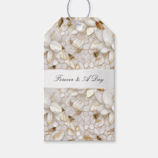 Chic Gold Glam Witte Lotus Bloemen Huwelijk Cadeaulabel (Voorkant)