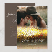 Chic Gold Glitter Abstract Overlay Photo Wedding Kaart (Voorkant / Achterkant)