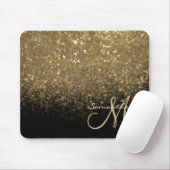 Chic Gold Glitter & Black Monogramed Muismat (Met muis)