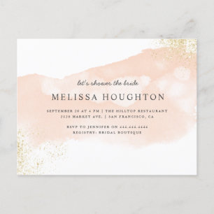 Chic Gold Glitter Blush Pink Vrijgezellenfeest Uitnodiging Briefkaart