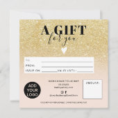 Chic gold glitter blush roze gift certificate logo (Voorkant)