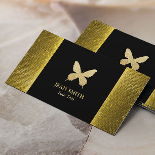Chic Gold Glitter Butterfly Gold Sequin Visitekaartje