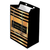 Chic Gold Glitter geborsteld Metaal Monogram zwart Medium Cadeauzakje (Voorkant Gekanteld)