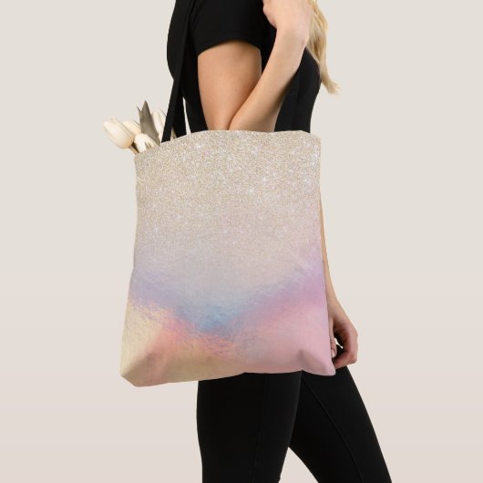 Chic Gold Glitter Iridescent Holographic Gradient Draagtas (Dichtbij)