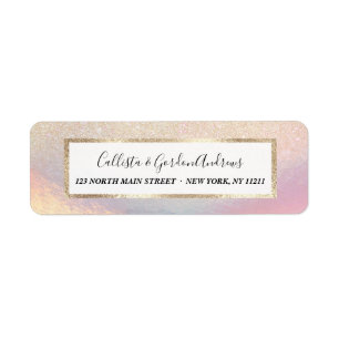 Chic Gold Glitter Iridescent Holographic Gradient Etiket