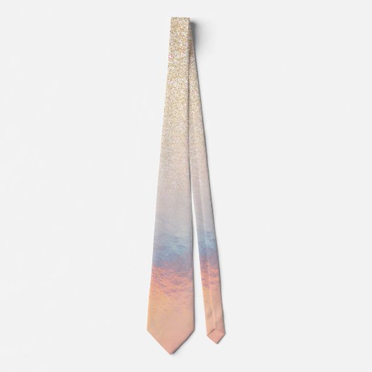 Chic Gold Glitter Iridescent Holographic Gradient Stropdas (Voorkant)