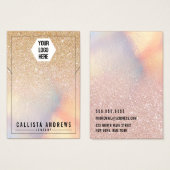 Chic Gold Glitter Iridescent Logo Display Visitekaartje (Voorkant /achterkant)