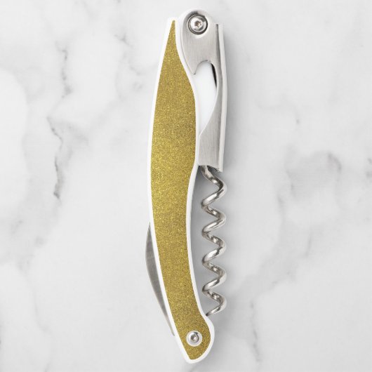 Chic Gold Glitter Kurkentrekker met monogram (Achterkant)