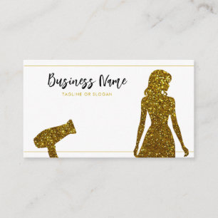 Chic Gold Glitter Lady Kapper Afsprakenkaartje