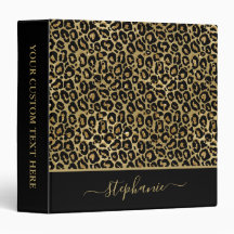 Chic Gold Glitter Leopard Animal Print Monogram