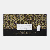 Chic Gold Glitter Leopard Animal Print Monogram Bureaumat (Keyboard & Muis)
