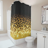 Chic Gold Glitter Leopard Print Pattern Douchegordijn (In situ)