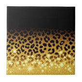 Chic Gold Glitter Leopard Print Pattern Tegeltje (Voorkant)