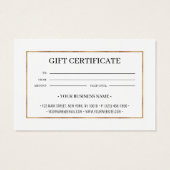 Chic Gold Glitter Lijst Gift Certificate Kaart (Achterkant)