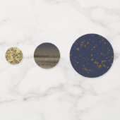 Chic Gold Glitter Navy Blue Photo Wedding Confetti (Achterkanten)