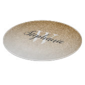 Chic Gold Glitter Ombre Monogram Snijplank (Hoek)
