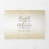 Chic gold glitter ombre white script foto bruiloft drieluik uitnodiging (Cover)